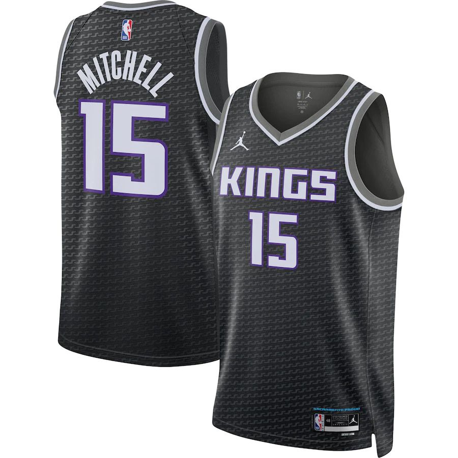 Men Sacramento Kings #15 Davion Mitchell Jordan Brand Black 2022-23 Statement Edition Swingman NBA Jersey->sacramento kings->NBA Jersey